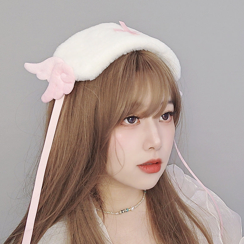 Plush Angel Wings Ears Headwear Comic Exhibition Props Ribbon Headwear Japanese Style Lolita Hairband