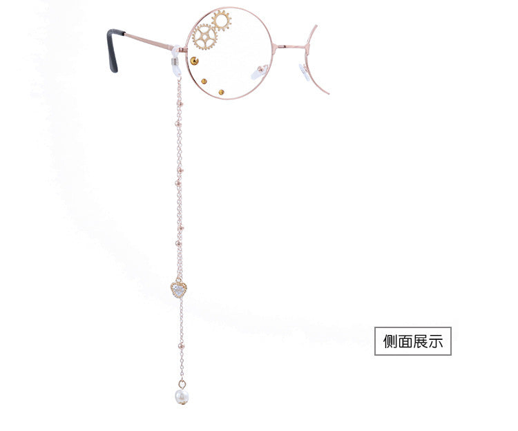Accessories Lolita Rose Heart Wings Steampunk Bat Rose Gothic Gear Single-Sided Glasses - Lolita Fetch