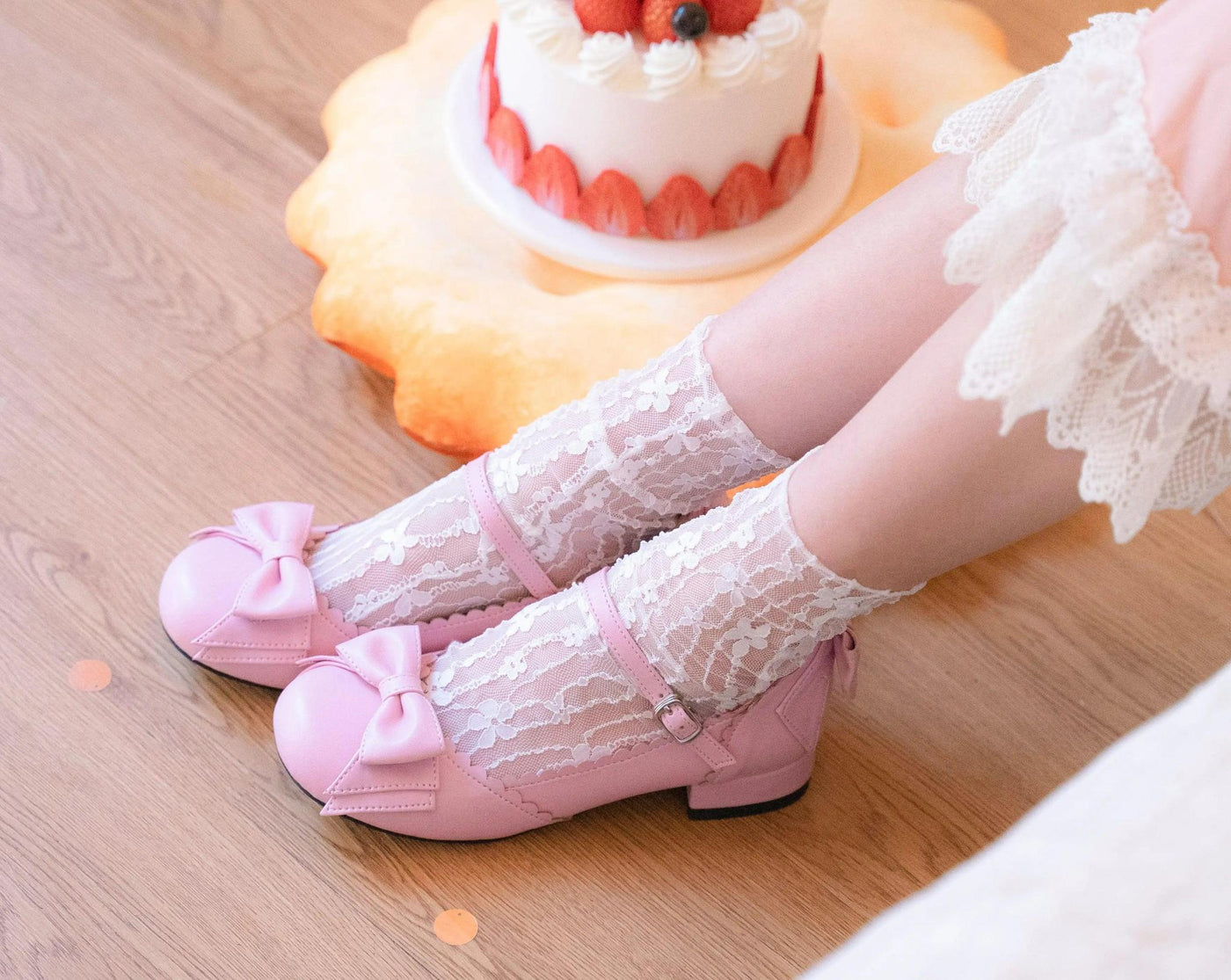 Sosic - Round Toe Lolita Shoes Sweet Bow - Design Size 33-41 Shoes