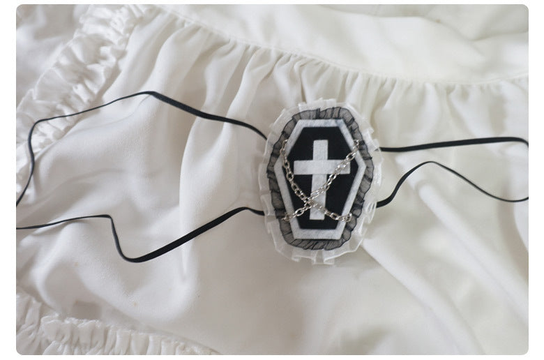 Gothic Girl Cross Single Eye Mask Lolita Dark Halloween Accessories Yandere Mid-2000s Harajuku Style