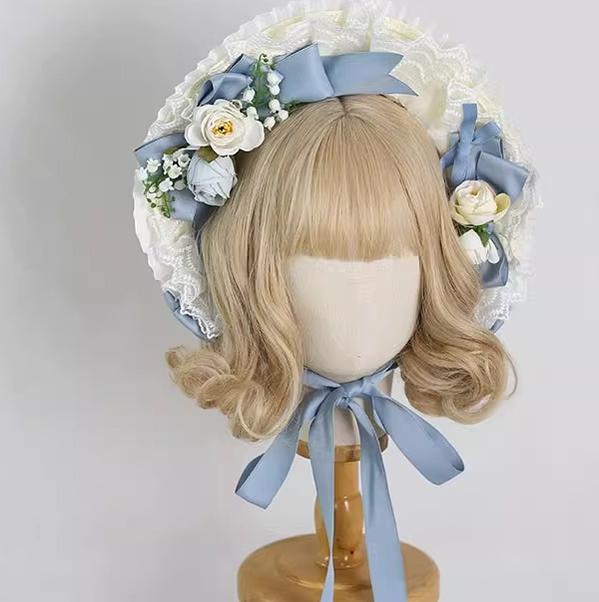 Xiaogui - Elegent Lolita Bonnet Bows Straw Hat - Headwear