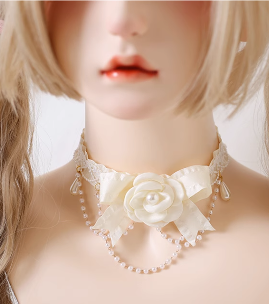 Xiaogui - Elegant Lolita Lace Camellia - Necklace Neckwear