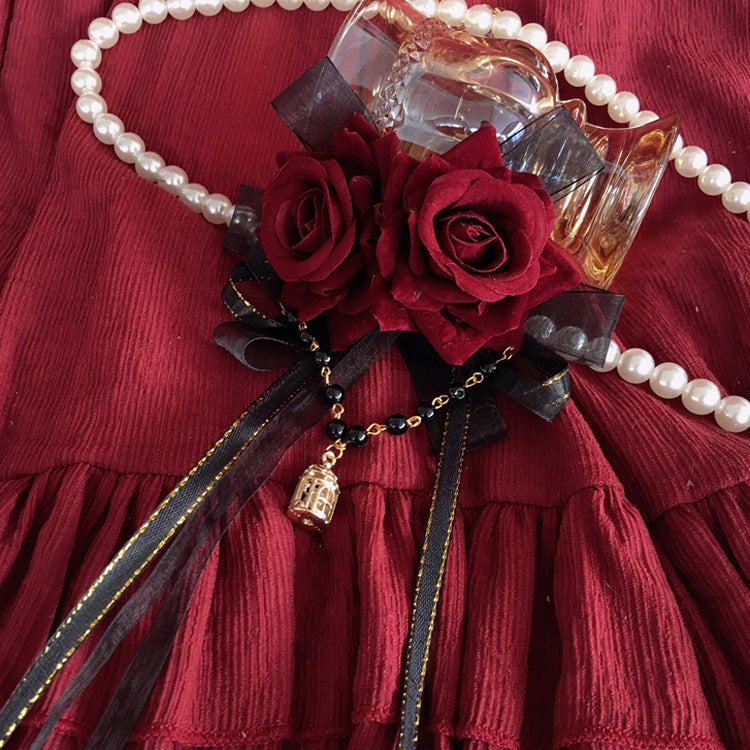 Lolita Gothic Wedding KC Hair Clip Lace Rose Bow Halloween Hair Accessory