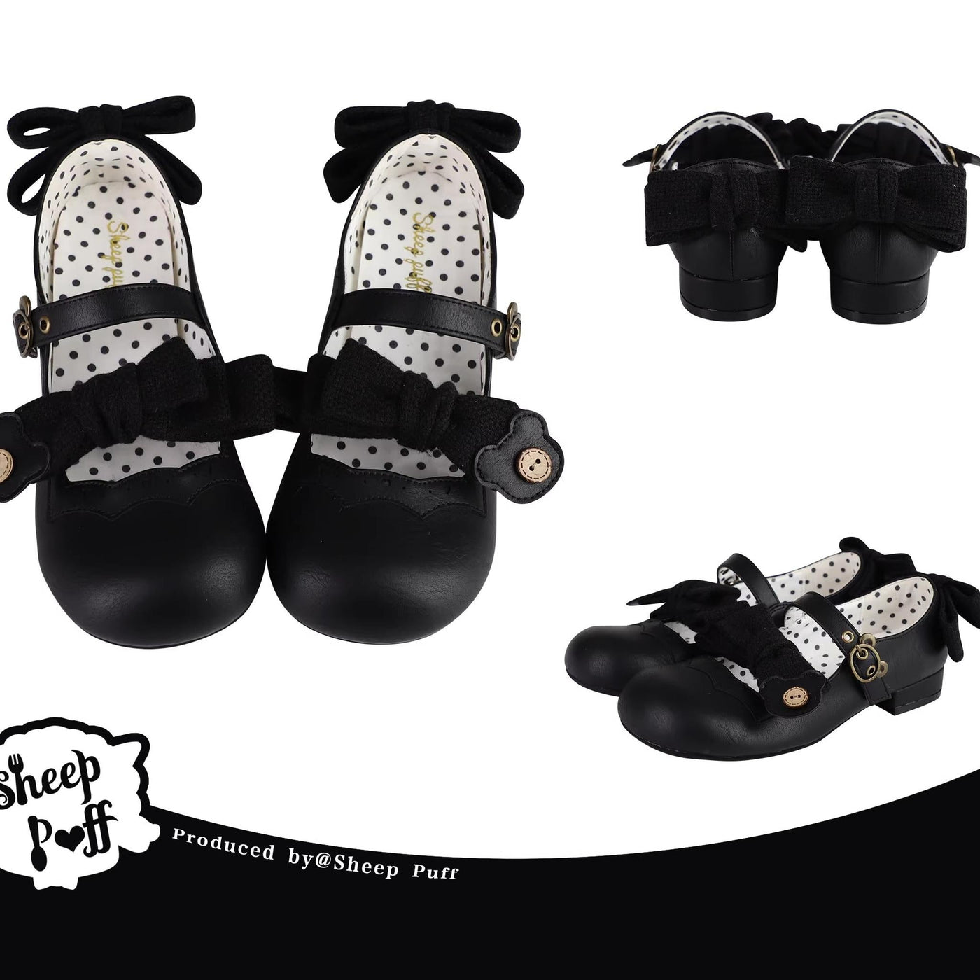 sheeppuff - Bear Room 1.0 - Bow Lolita Shoes with Bear Buckle - option image