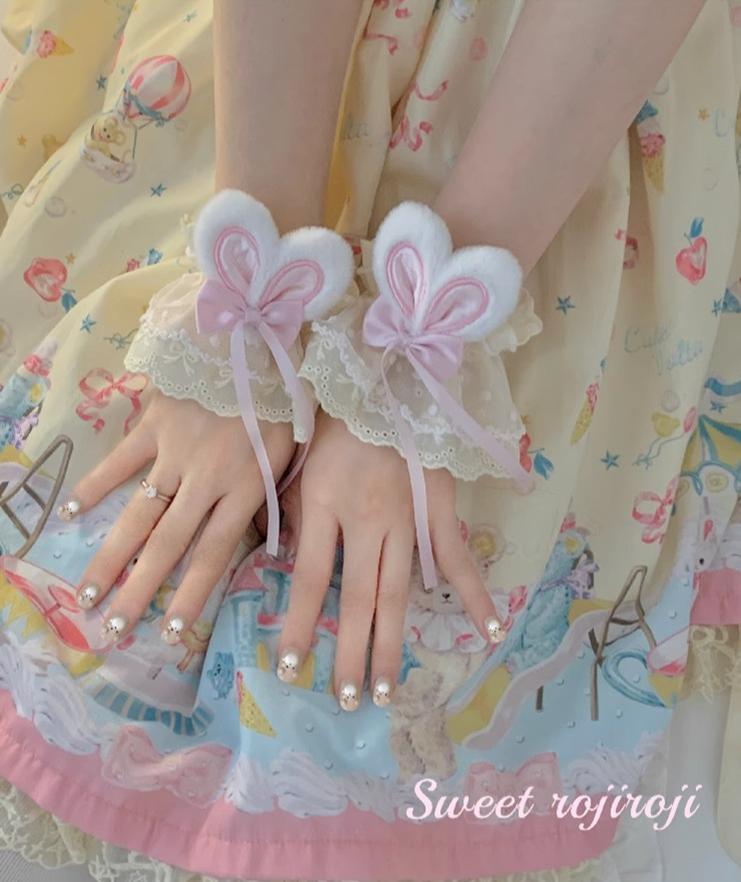 Roji Roji - Cute Lolita Bunny Ears Cuffs Lace - Summer Butterfly Hand Sleeves Hand Accessory
