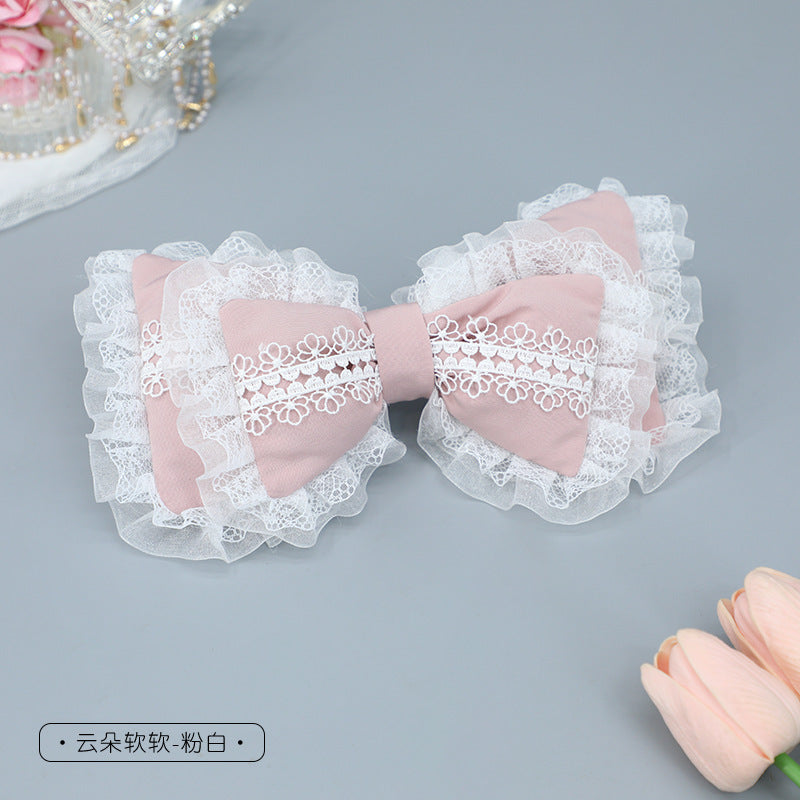 Handmade Japanese Lolita Lace Bow Hair Clip - Cute Soft Girl Hair Accessory