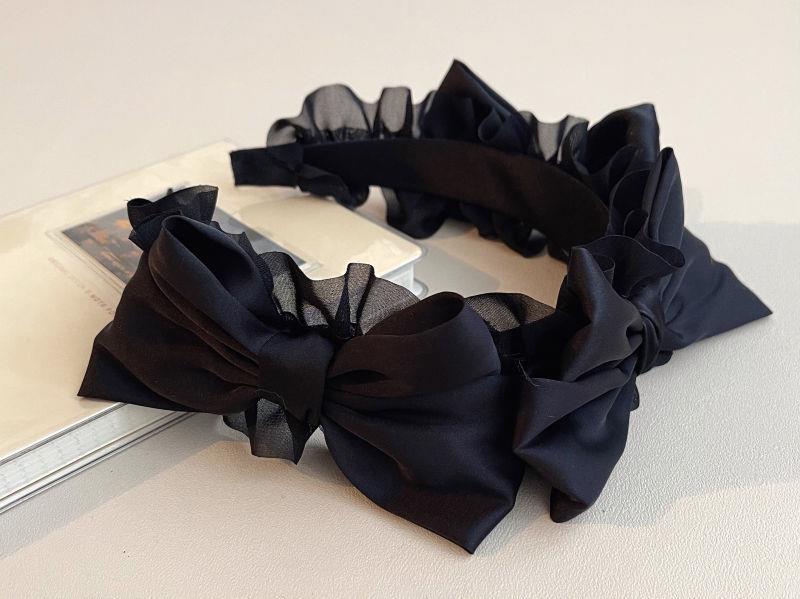 Original Handmade Satin Bow Hairband Lolita Girl Black Bow Hair Accessory