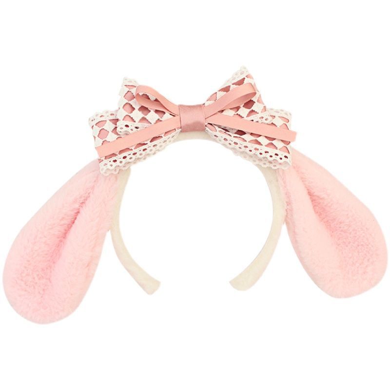Handmade Sweet My Melody Ear Headband Cute Lace Pink Sweet KC Bow Hair Accessory Lolita Headband