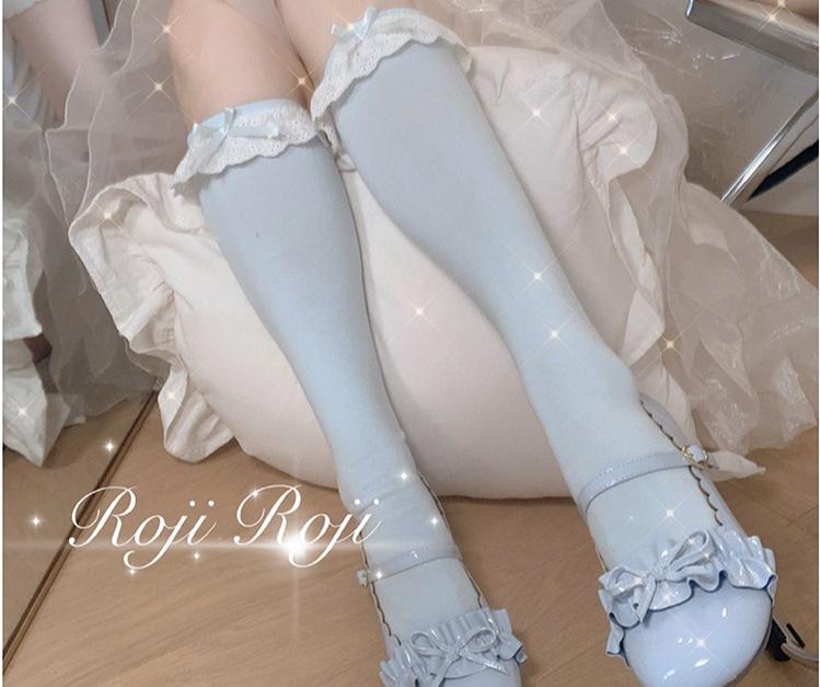 Roji Roji - Sweet Lolita Cotton Socks Bow Lace - Socks Socks