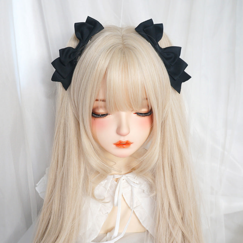 Japanese Handmade Doll Lolita Large Bow Hair Clip - Girl's Double Pony
