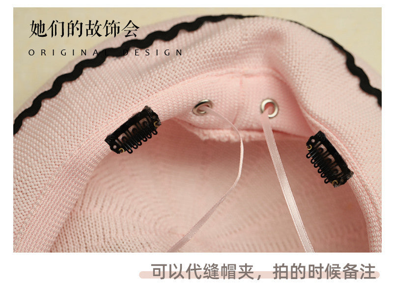 Thin Beret Summer Lolita Bow JK Plaid Lolita Original Design Fashion Spring Autumn Hat for Women