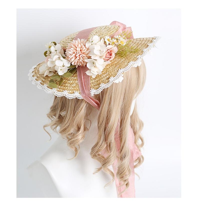 Xiaogui - Elegant Lolita Flower Bow Lace - Sunhat Headwear
