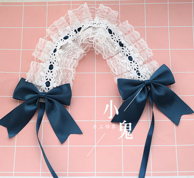 Soft Girl Sweet Lolita Headband White Lace Hair Accessory Versatile Kc Hair Ornament Dark Gothic