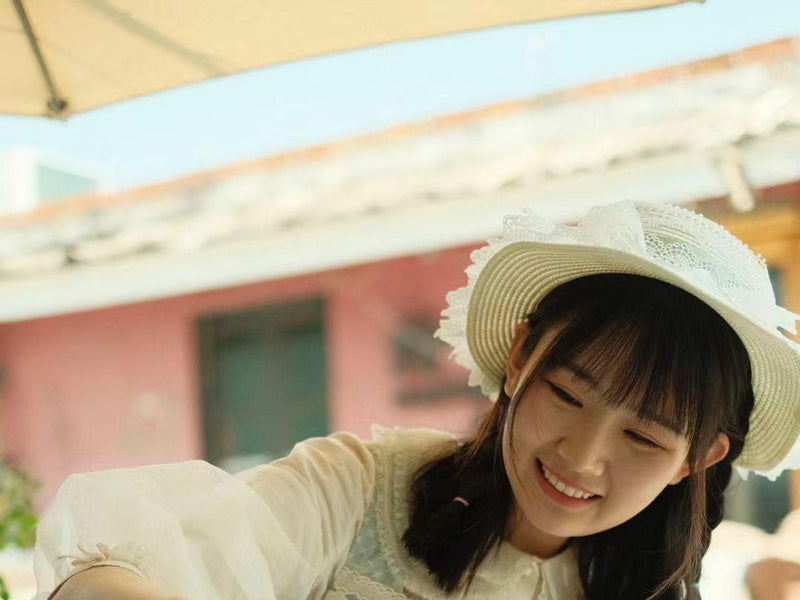 Mori Straw Sun Hat Bow and Flower Trim