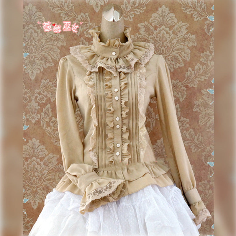 Strawberry Witch - Stand Coallr Silk Retro Lolita - Blouse Innerwear