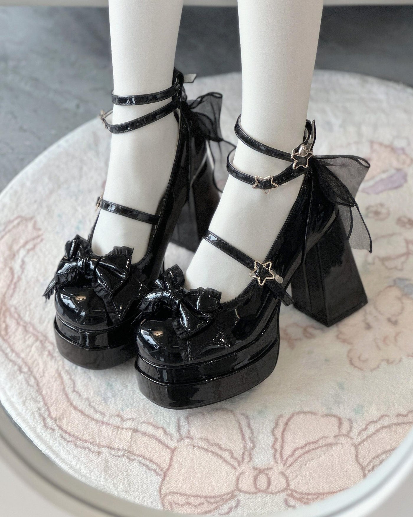 Aiyoki - Puff Party - Chunky Heel Shoes with Bow and Adjustable Straps - product detail 3