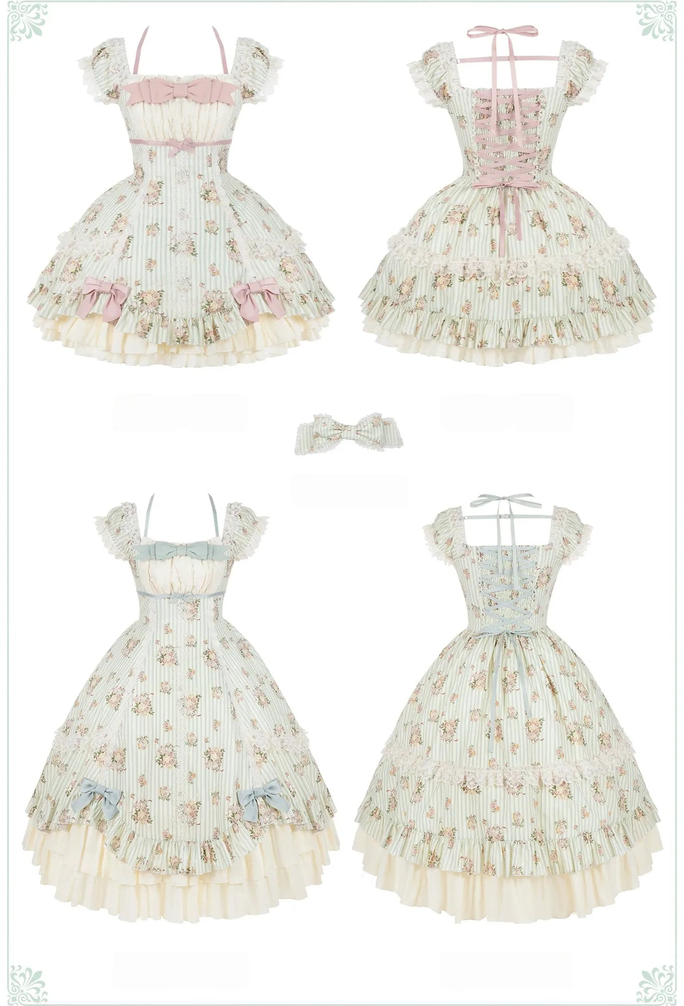 With PUJI - Meeting Austen - Cotton Classic Lolita Rose Printed OP Dress