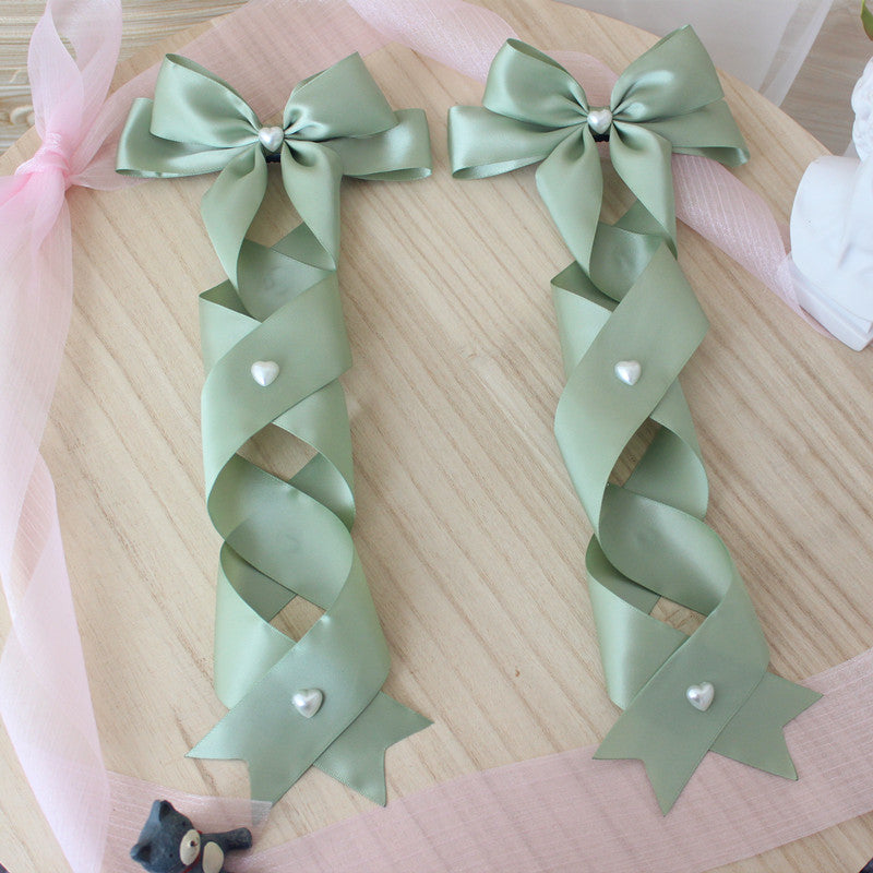 Handmade Doll-Like Lolita Hair Clips Double Ponytail Cross Tie Bow Side Clips JK Uniform Girl Hair Accessories
