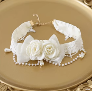 Xiaogui - Elegant Lolita Lace Camellia - Necklace Neckwear