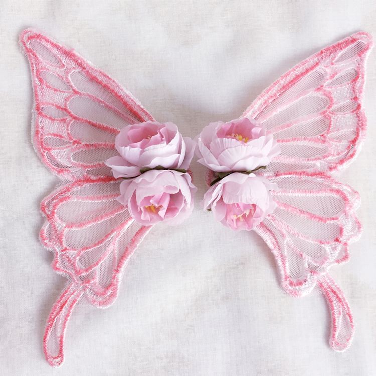 Original Handmade Lolita Lace Imitation Large Butterfly Hair Clip Pair Clip Hair Accessories Catwalk Ancient Style Hanfu Back Press