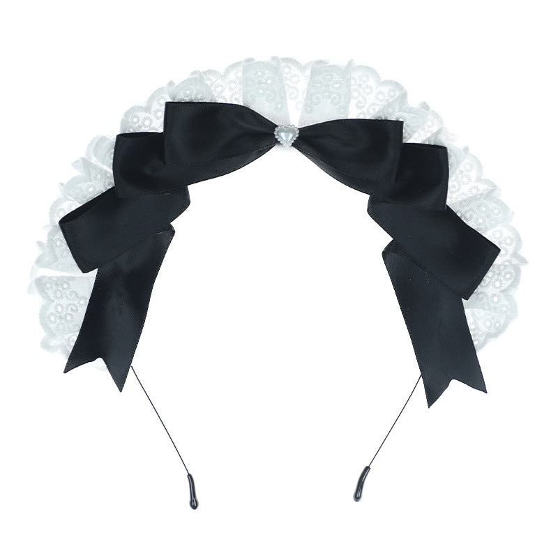 Anime Lolita Headwear - Lace Maid Bow Hairpin Cosplay Exhibition - Lolita Fetch