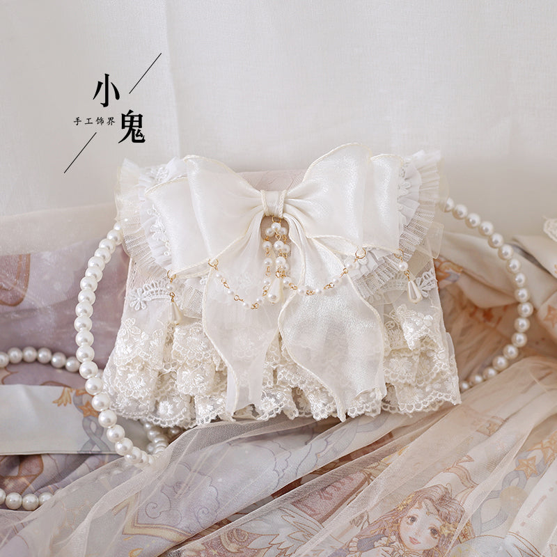 Original Lolita Gentle Girl Lolita Elegant Tea Party Handbag Natural Color Lace Chain Crossbody Bag
