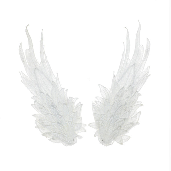 Original Lolita Feather Black and White Two-tone Embroidery Side Clip Angel Wings Lolita Accessories Demon Wings - Lolita Fetch