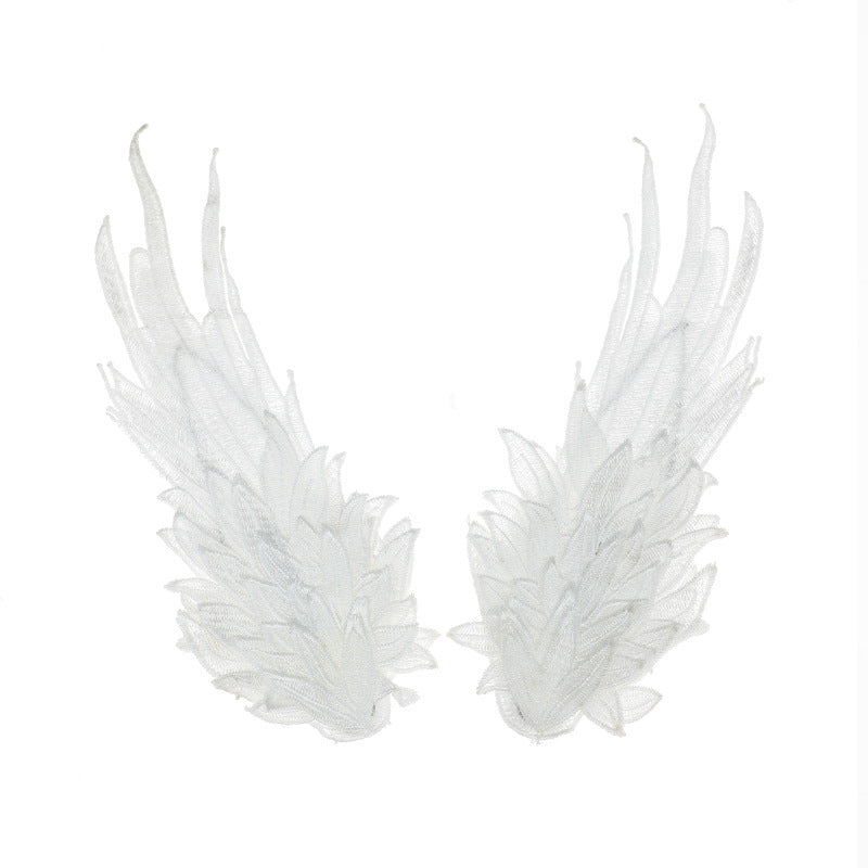 Original Lolita Feather Black and White Two-tone Embroidery Side Clip Angel Wings Lolita Accessories Demon Wings