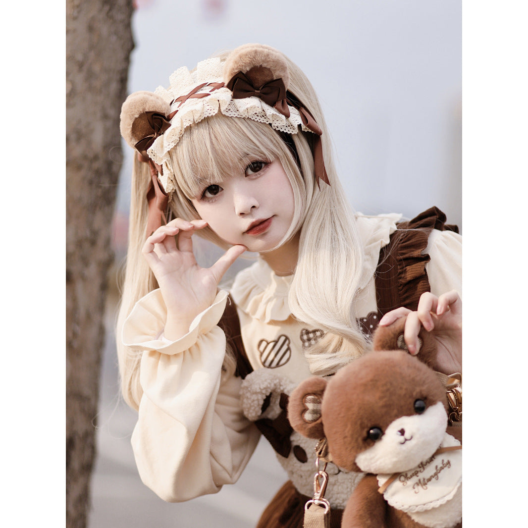 Original Handmade Bear Headband Lolita KC BNT Animal Ear Coffee Color