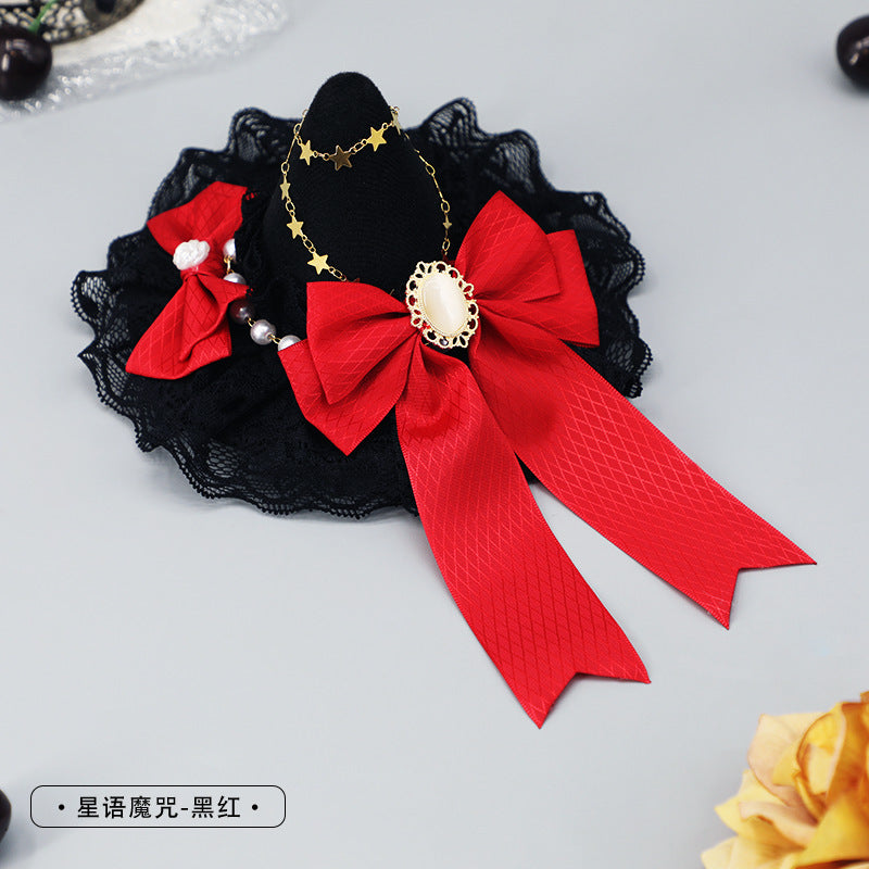 Gothic Magical Girl Hairpin Lolita Hair Accessories Halloween Comic Con Hair Clip Lace Bow Headdress Witch Hat
