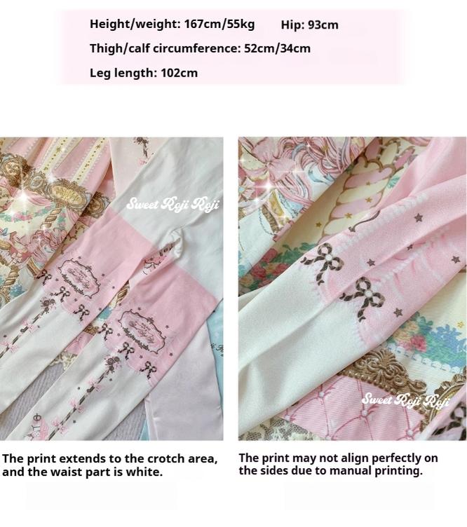 Roji Roji - Sweet Lolita Tights Velvet Printed - Lolita Pantyhose Socks