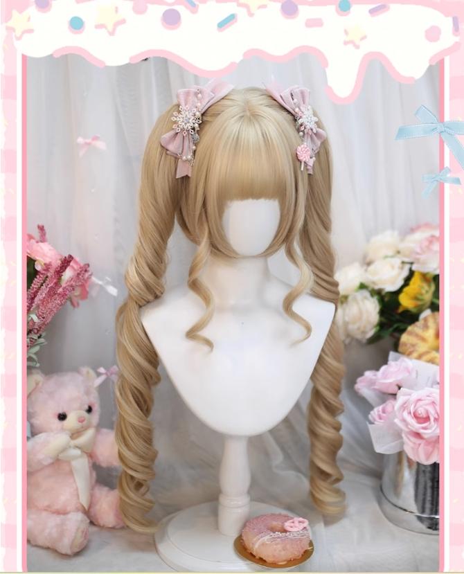 Dalao Home - Daily Lolita Wig with Roman Roll - Twins Tails Multi Color Wig