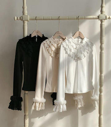 With PUJI - Frostfall - Winter Sweet Lolita Inner Wear, Layered Lace