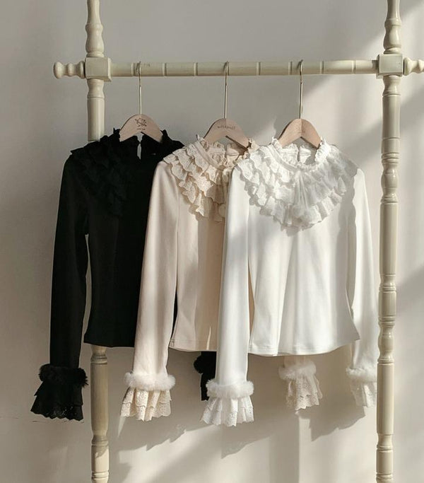 With PUJI - Frostfall - Winter Sweet Lolita Inner Wear, Layered Lace