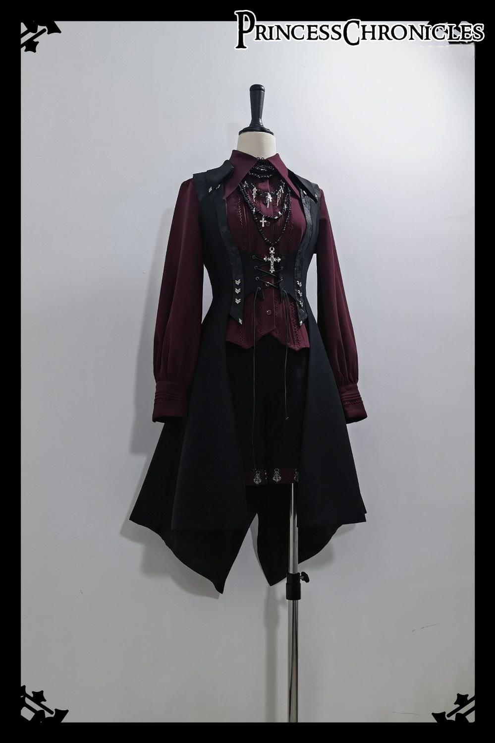 Princess Chronicles - Red and Black 4.0 - Ouji Lolita Long Vest & Red Blouse