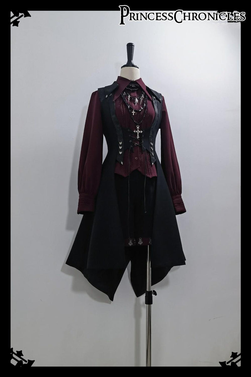 Princess Chronicles - Red and Black 4.0 - Ouji Lolita Long Vest & Red Blouse