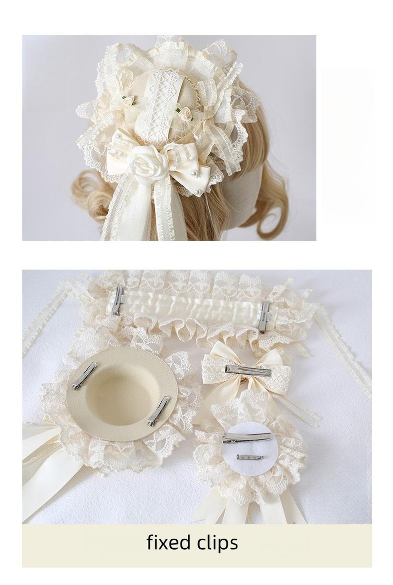 Xiaogui - Lace Lolita Headdress Set With - Bow/Ruffle Details Headwear