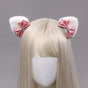 Pince à cheveux triangulaire oreilles de chat - Oreille blanche Nœud papillon rose lotus
