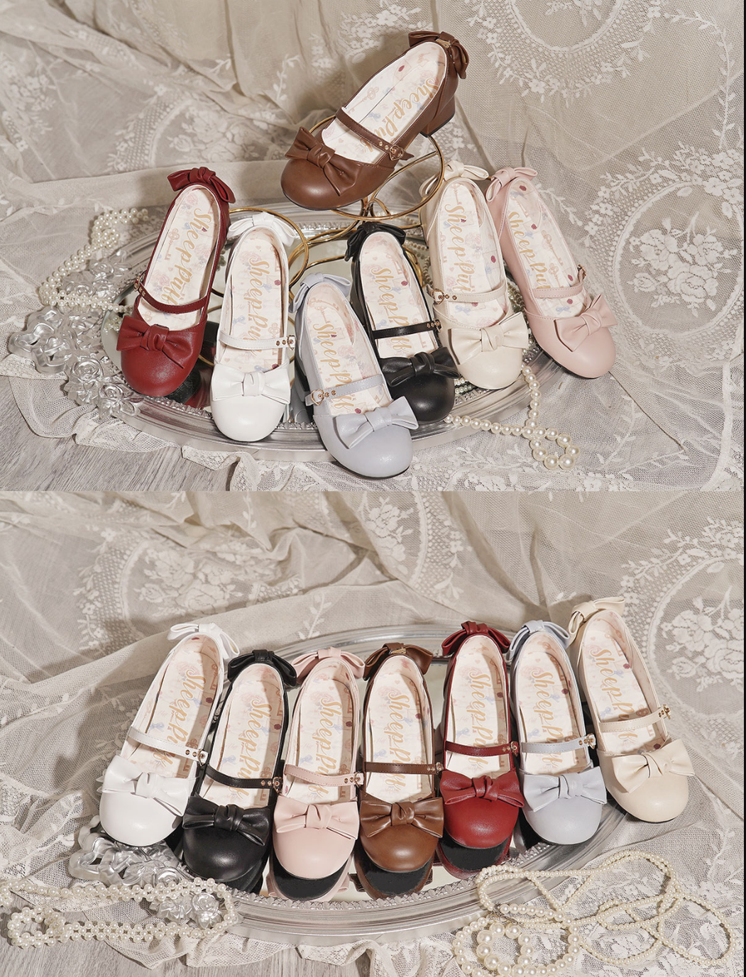 sheeppuff - Elegant Retro - Retro Lolita shoes with a square toe and heart-shaped buckle - product detail 8