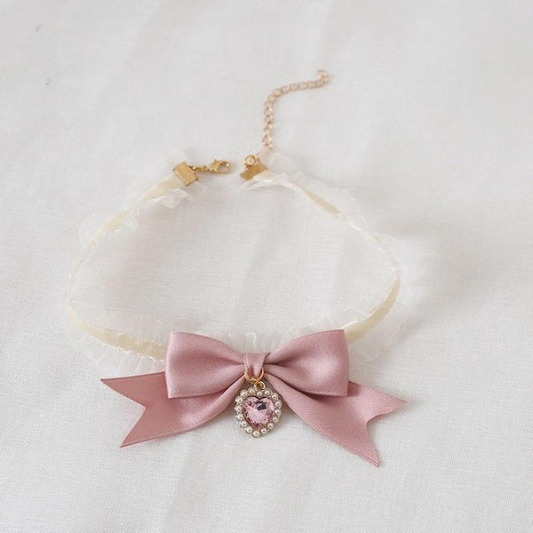 Xiaogui - Ivory & Pink Sweet Lolita Headdress - Bridal Lace Headwear Headwear