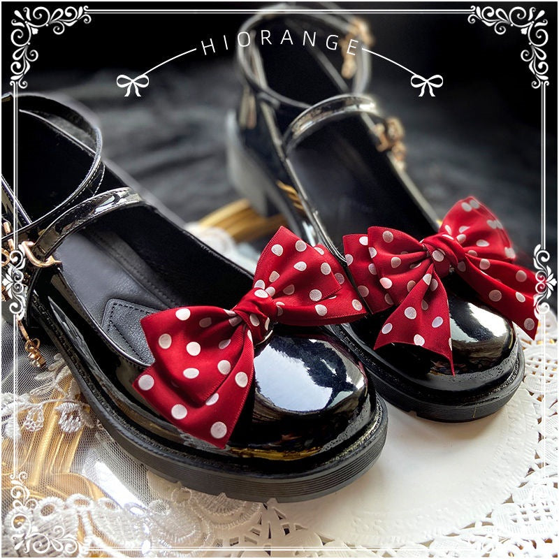 Colorful polka dot LolitaFetch shoe clips featuring versatile bowknot design, perfect as a cute headdress accessory.