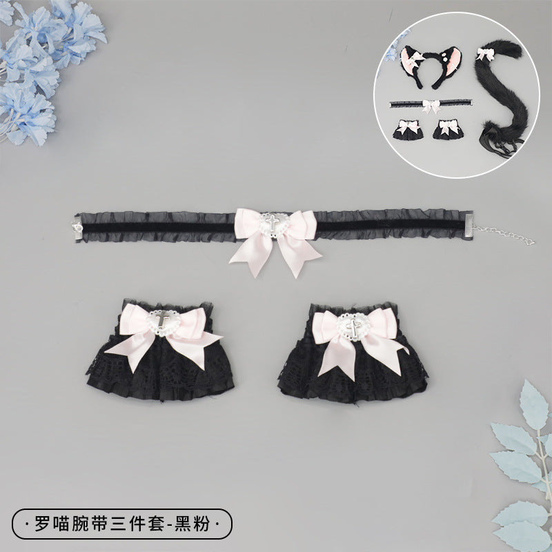 Cosplay Cat Ear Headband Cat Tail Accessories Handmade Cute Cat Girl Beast Ear Hair Accessories Beast Tail Accessories Set