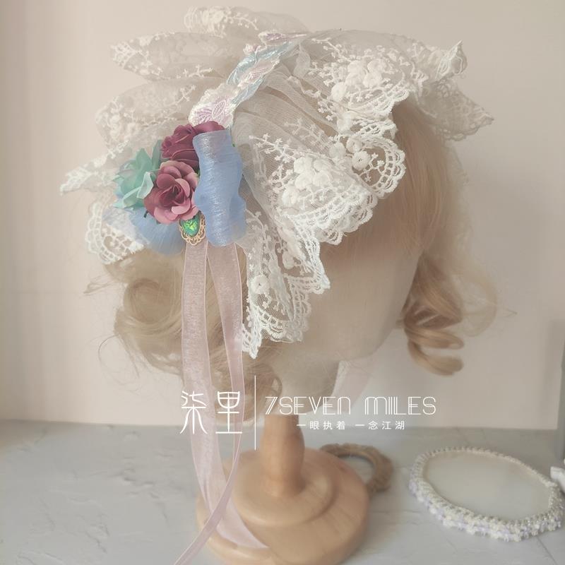 Handmade Classical Lolita Bridal Embroidery Lace Flower Lace Bow Hairband Hair Accessory