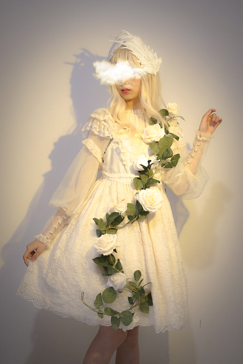 Original Design Angel Wings Lolita Feather Black and White Two-tone Embroidered Hair Clip Styling