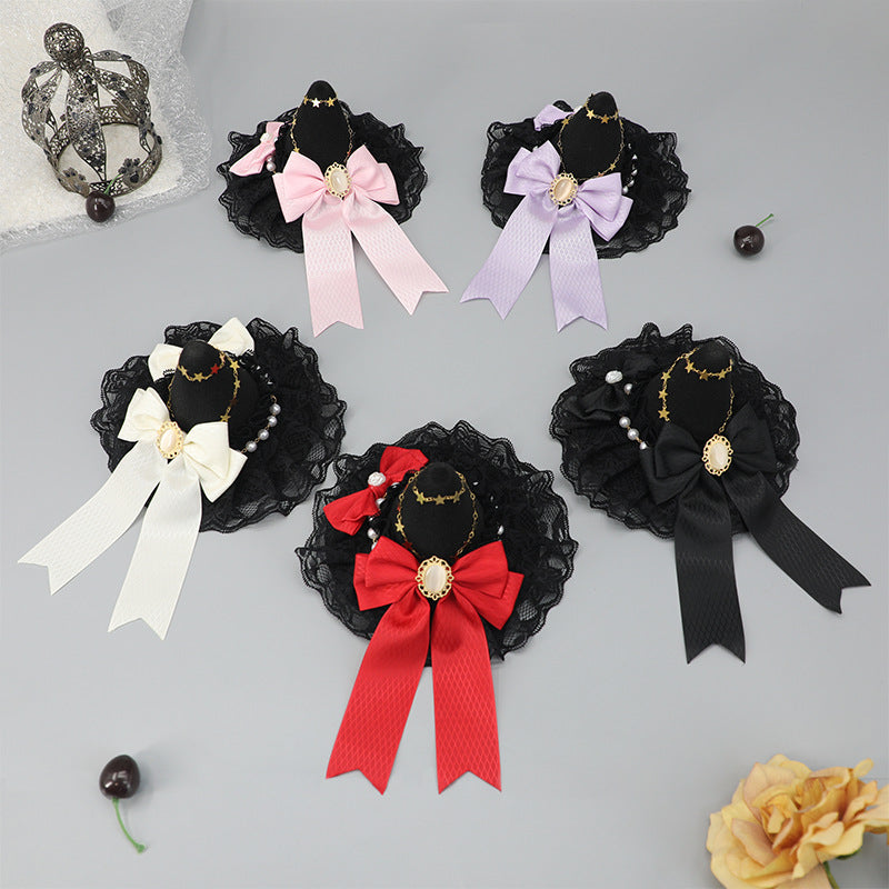 Gothic Magical Girl Hairpin Lolita Hair Accessories Halloween Comic Con Hair Clip Lace Bow Headdress Witch Hat