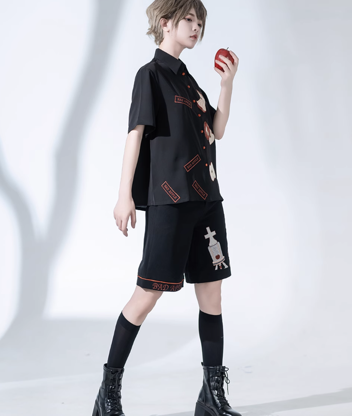 Princess Chronicles - Badapple - Ouji Lolita Black Shirt and Shorts Set