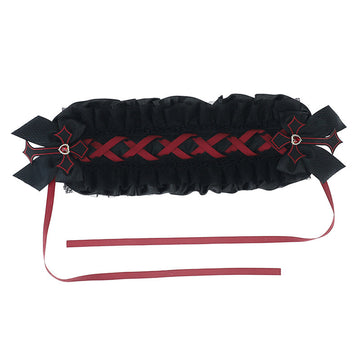 Dark Gothic Lolita Cross Lace Bow Hairband - Comic Con Cos Party Girl Headwear