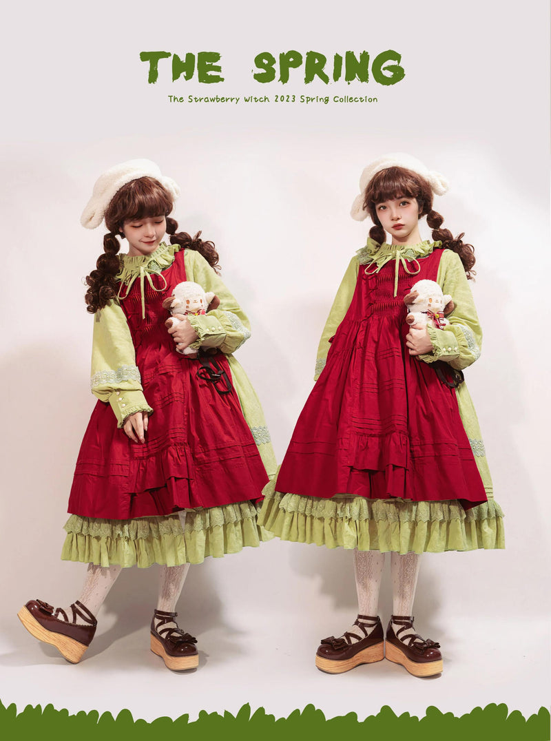 Strawberry Witch - The Spring - Cotton Lolita OP Dress with Long Sleeve
