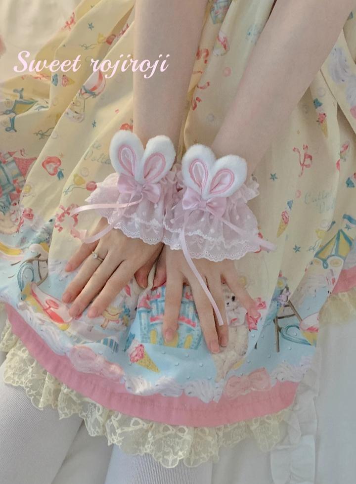 Roji Roji - Cute Lolita Bunny Ears Cuffs Lace - Summer Butterfly Hand Sleeves Hand Accessory