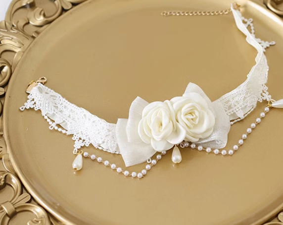 Xiaogui - Elegant Lolita Lace Camellia - Necklace Neckwear